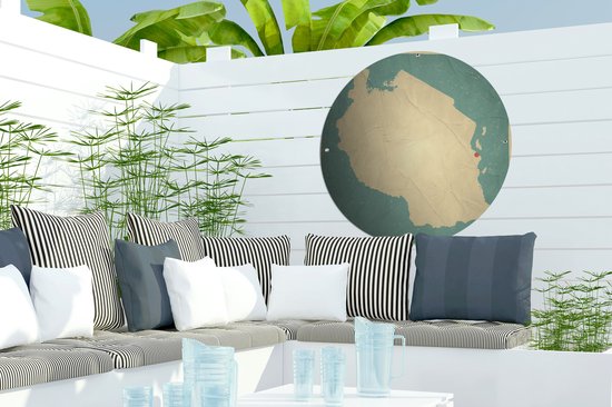Tuincirkel Een illustratie van Tanzania op oud papier - 60x60 cm - Ronde Tuinposter - Buiten