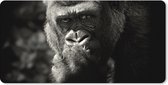 Muismat XXL - Bureau onderlegger - Bureau mat - Dierenprofiel gorilla in zwart-wit - 120x60 cm - XXL muismat