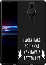 Sony Xperia Pro-I Hoesje Zwart Royalty Cat - wit Designed by Cazy