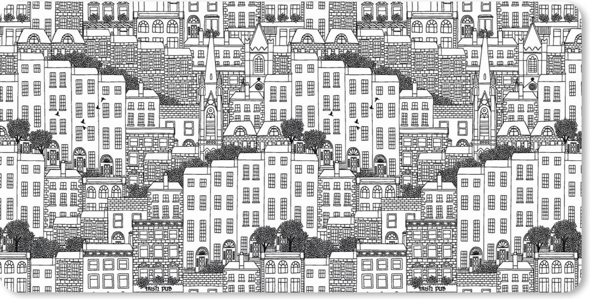 Muismat XXL 80x40 cm - Bureau onderlegger - Bureau mat Dublin - Skyline - Patronen - Bureaumat - Gaming mousepad xl - Bureaulegger groot - Computer deskmat
