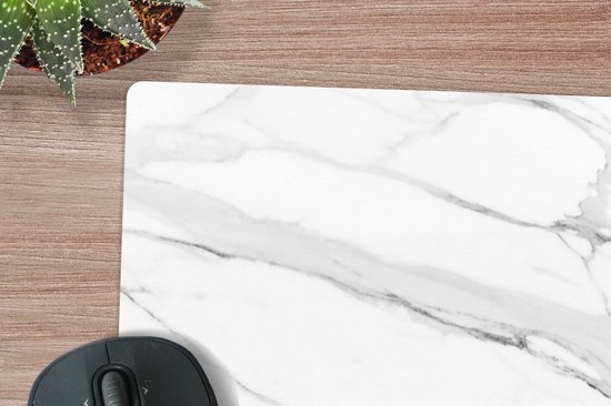Tapis de souris XXL - Sous-main - Tapis de bureau - Marbre - Wit - Ligne - Motifs - Luxe - Aspect marbre - 120x80 cm - Tapis de souris XXL