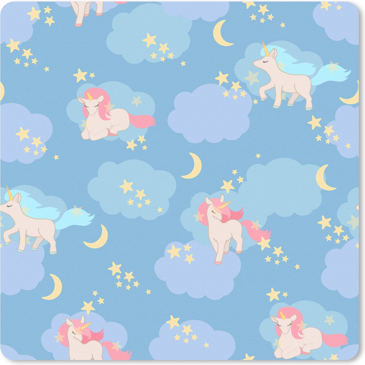 Muismat XXL 40x40 cm - Bureau onderlegger - Bureau mat Unicorn - Patronen - Sterrenhemel - Bureaumat - Gaming mousepad xl - Bureaulegger groot - Computer deskmat