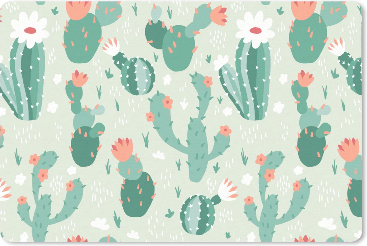Muismat XXL 120x80 cm - Bureau onderlegger - Bureau mat Cactus - Patronen - Bloem - Bureaumat - Gaming mousepad xl - Bureaulegger groot - Computer deskmat