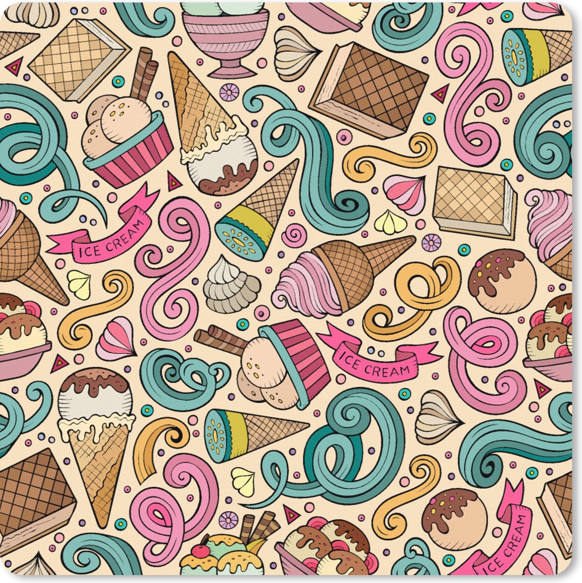 Muismat XXL 40x40 cm - Bureau onderlegger - Bureau mat Patroon - Wafel - IJs - Bureaumat - Gaming mousepad xl - Bureaulegger groot - Computer deskmat