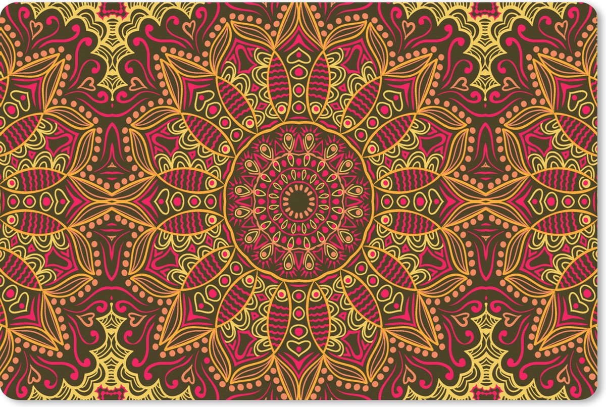Muismat XXL 90x60 cm - Bureau onderlegger - Bureau mat Patroon - Mandala - Planten - Bureaumat - Gaming mousepad xl - Bureaulegger groot - Computer deskmat