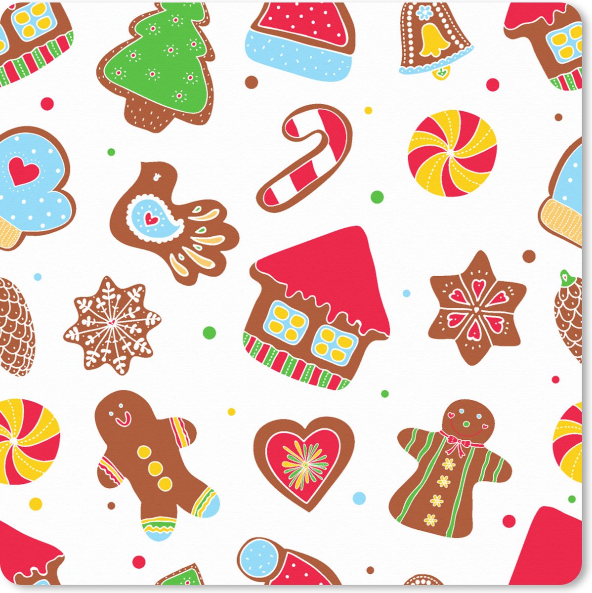 Muismat XXL 40x40 cm - Bureau onderlegger - Bureau mat Patronen - Eten - Kerst - Bureaumat - Gaming mousepad xl - Bureaulegger groot - Computer deskmat - Kerst - Cadeau - Kerstcadeau voor mannen en voor vrouwen