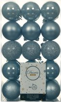 Decoris Kerstballen - 30 stuks - kunststof - lichtblauw - 6 cm