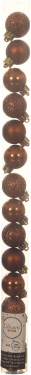 14x stuks mini kunststof kerstballen kaneel bruin 3 cm - glans/mat/glitter - Kerstboomversiering