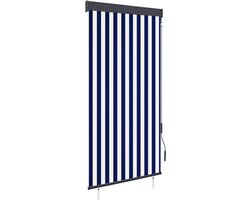 vidaXL - Rolgordijn - voor - buiten - 100x250 - cm - blauw - en - wit