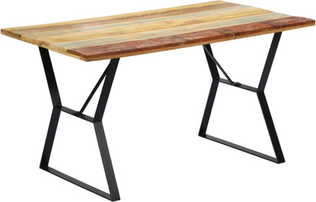 vidaXL Eettafel - 140x80x76 - cm - massief - gerecycled - hout Multikleur