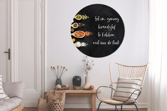 Wall Circle - Wall Circle Indoor - Proverbes - Cuisine - Citations - Manger pour avoir assez de carburant - Nourriture - ⌀ 140 cm - Décoration murale - Peintures Ronds
