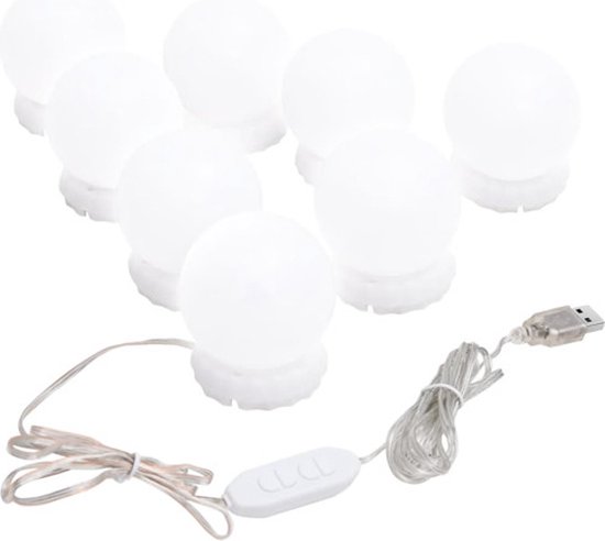 Miroir mural sans cadre avec lampes LED verre rond