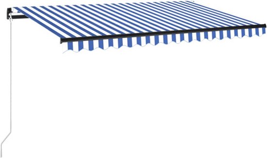 vidaXL Auvent extensible manuellement avec LED 400x300 cm bleu et blanc