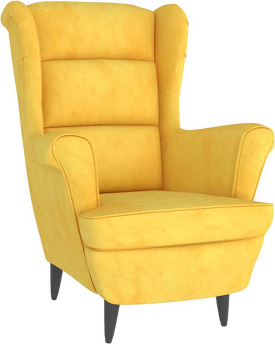 vidaXL Fauteuil - fluweel - mosterdgeel