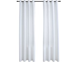 vidaXL - Gordijnen - verduisterend - met - ringen - 2 - st - 140x175 - cm - gebroken - wit