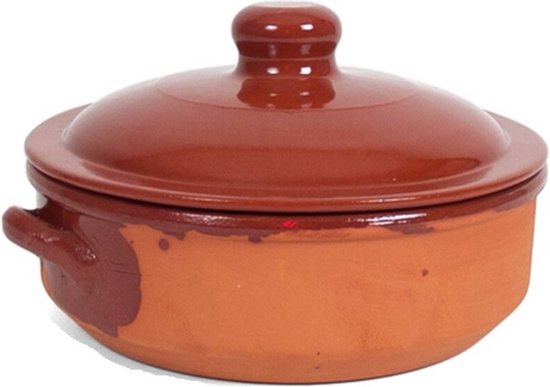 Foto: Salamanca stenen ovenschaal braadpan met deksel 24 cm terracotta 6 liter