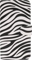 Zebra Bookstyle Wallet Case Hoesjes voor Sony Xperia M4 Aqua Wit