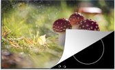 KitchenYeah® Inductie beschermer 81.6x52.7 cm - Vliegenzwammen in een groen veld - Kookplaataccessoires - Afdekplaat voor kookplaat - Inductiebeschermer - Inductiemat - Inductieplaat mat