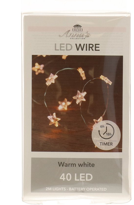 Zilveren draadverlichting sterren met timer warm wit 2 meter - Sfeerverlichting voor binnen gebruik