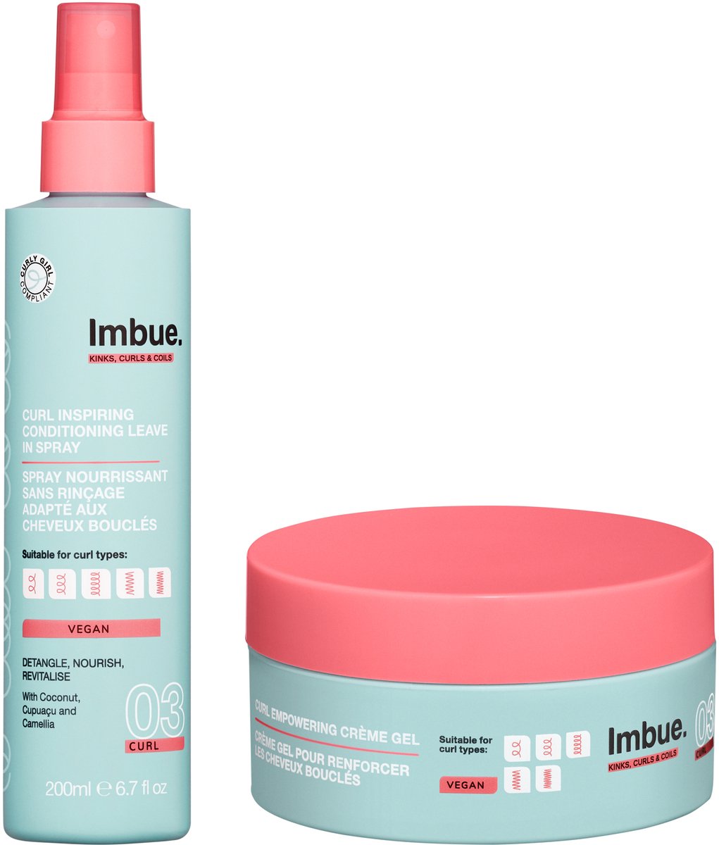 Imbue Curl Inspiring - Krullen Leave-in Spray en Crème Gel - Verzorgt en Brengt in Model - Vegan - Cruelty Free