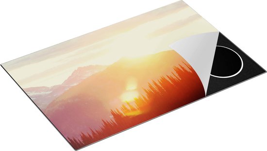 Chefcare Inductie Beschermer Zonsondergang in het Bos - 80x52 cm - Afdekplaat Inductie - Kookplaat Beschermer - Inductie Mat