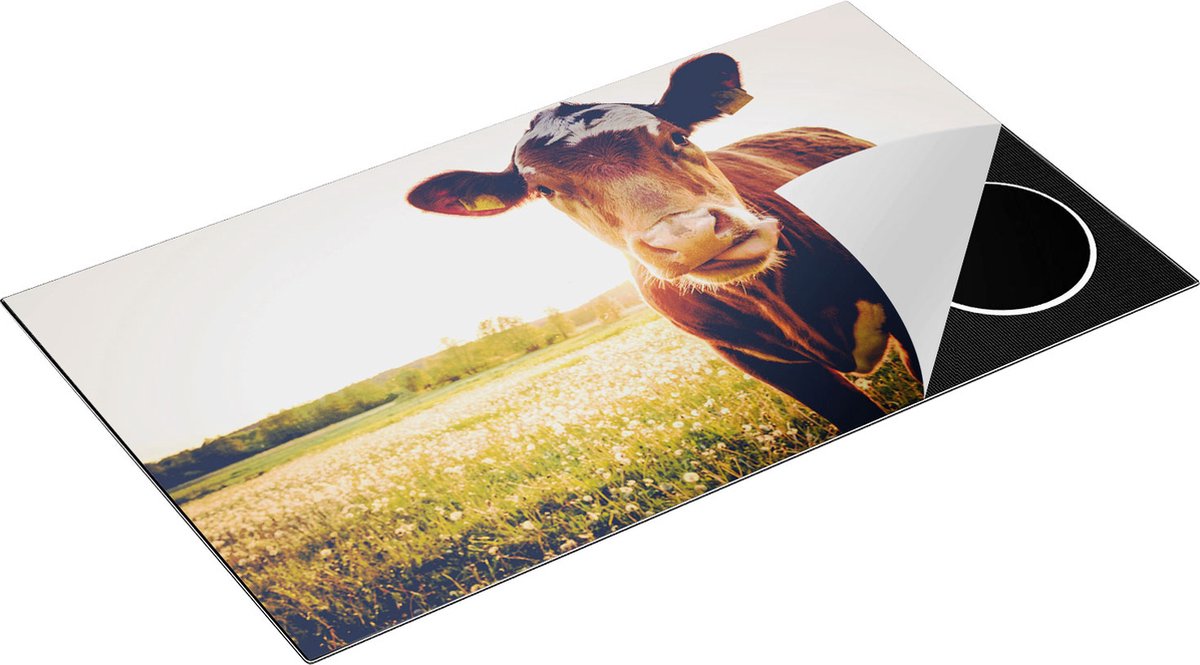 Chefcare Inductie Beschermer Koe in de Wei tijdens Zonsondergang - 91,2x52 cm - Afdekplaat Inductie - Kookplaat Beschermer - Inductie Mat