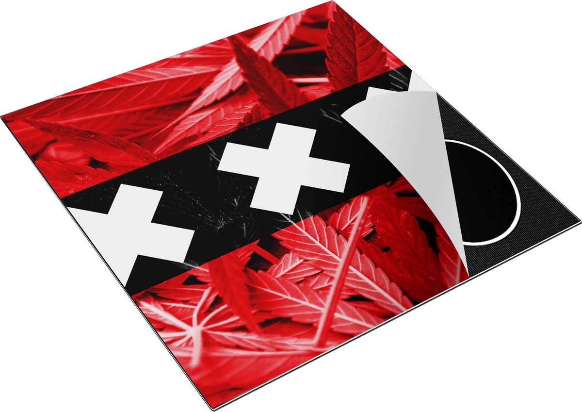Chefcare Inductie Beschermer Amsterdamse Vlag met Cannabis Achtergrond - 78x78 cm - Afdekplaat Inductie - Kookplaat Beschermer - Inductie Mat