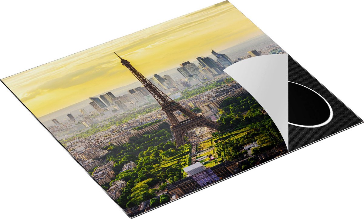 Chefcare Inductie Beschermer Skyline van Parijs met de Eiffeltoren - 59x52 cm - Afdekplaat Inductie - Kookplaat Beschermer - Inductie Mat