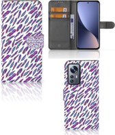 Telefoonhoesje Xiaomi 12 Pro Flip Cover Feathers Color