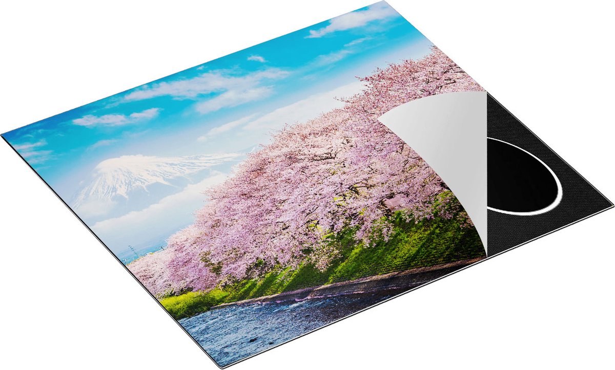 Chefcare Inductie Beschermer Roze Bloesembomen bij de Fuji Berg - 60x55 cm - Afdekplaat Inductie - Kookplaat Beschermer - Inductie Mat
