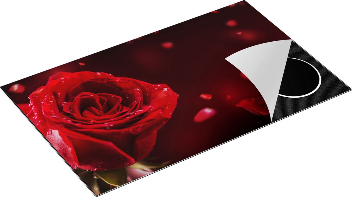 Chefcare Inductie Beschermer Romantische Rode Roos - 85x52 cm - Afdekplaat Inductie - Kookplaat Beschermer - Inductie Mat