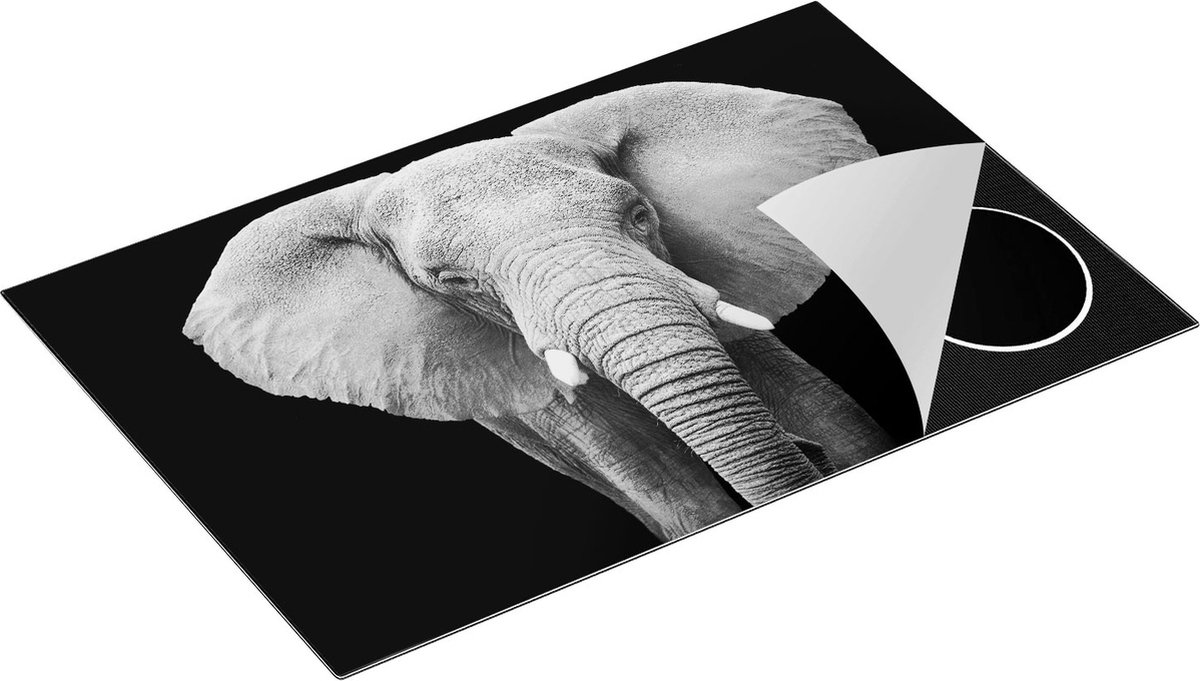 Chefcare Inductie Beschermer Olifant - Zwart Wit - 83x51,5 cm - Afdekplaat Inductie - Kookplaat Beschermer - Inductie Mat