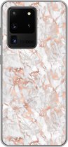 Geschikt voor Samsung Galaxy S20 Ultra hoesje - Marmer print - Rose goud - Luxe - Patronen - Siliconen Telefoonhoesje