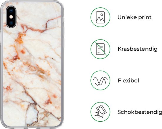Coque iPhone Xs - Marbre - Oranje - Pierre - Coque de téléphone en Siliconen
