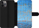 Bookcase Geschikt voor iPhone 11 Pro telefoonhoesje - Blauw - Roest print - Vintage - Met vakjes - Wallet case met magneetsluiting