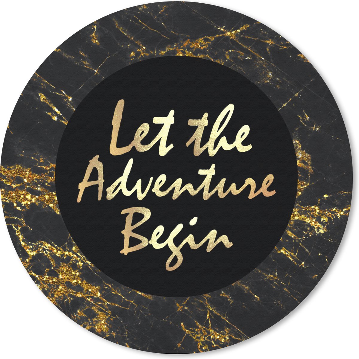 Muismat rond 20x20 cm - Mousepad Quote - Outdoor - Goud - Marmer print - Ronde muismatten