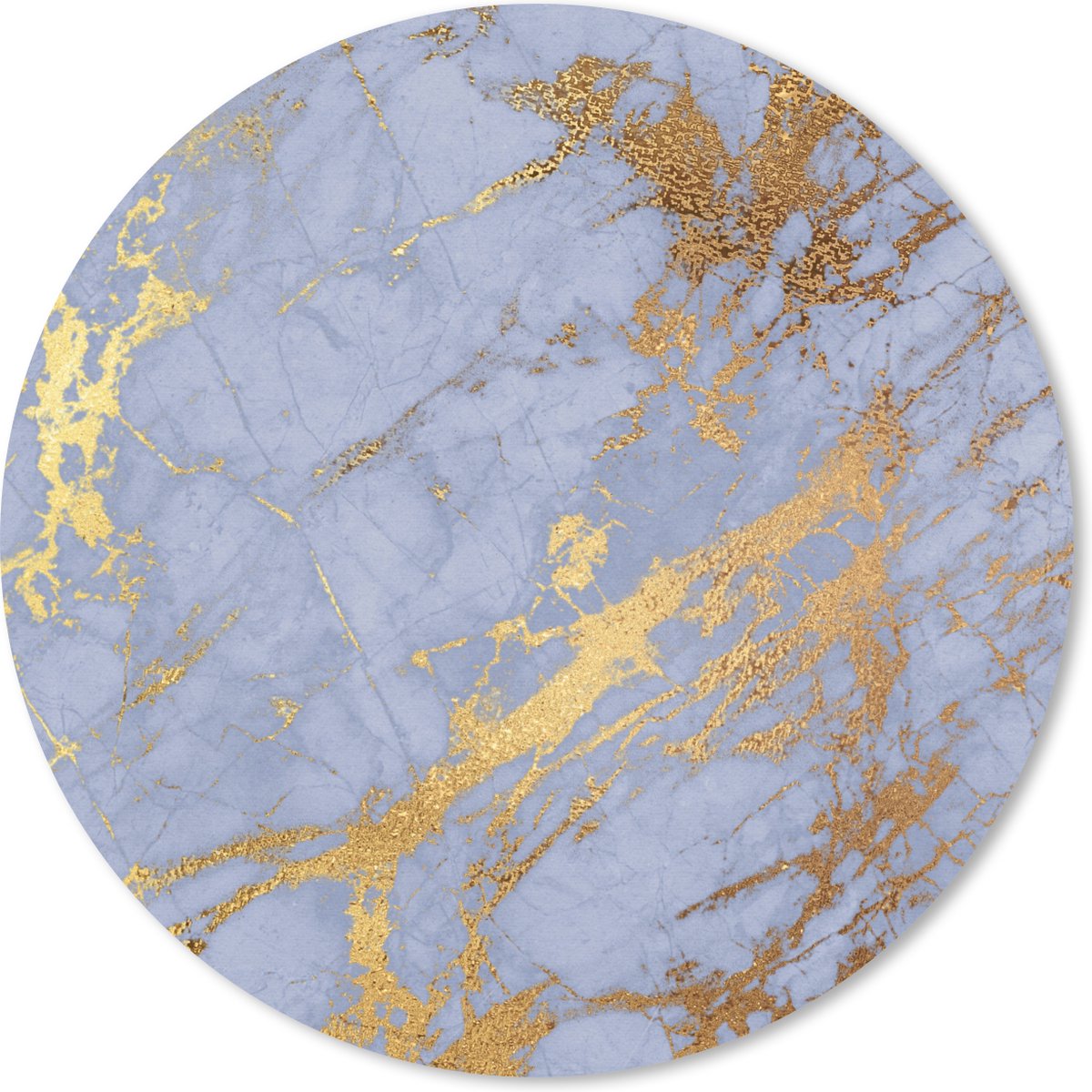 Muismat rond 30x30 cm - Mousepad Marmer - Blauw - Goud - Ronde muismatten