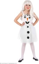 Widmann - Sneeuwman & Sneeuw Kostuum - Lange Koude Winter Sneeuwpop - Meisje - Wit / Beige - Maat 110 - Kerst - Verkleedkleding