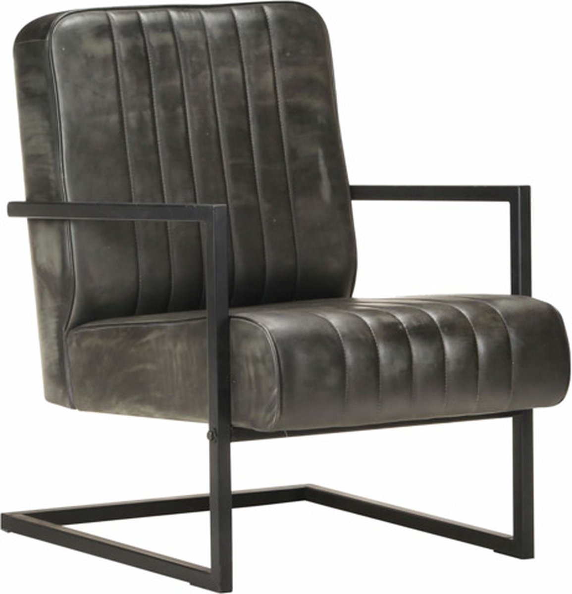 vidaXL Fauteuil - echt - leer - verweerd - grijs