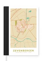 Notitieboek - Schrijfboek - Zevenbergen - Kaart - Vintage - Stadskaart - Plattegrond - Notitieboekje klein - A5 formaat - Schrijfblok