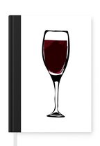 Notitieboek - Schrijfboek - Illustratie - wijnglas - wijn - Tekening - Afbeelding - Notitieboekje klein - A5 formaat - Schrijfblok