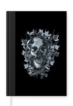 Carnet - Carnet d'écriture - Illustration rétro d'une tête de mort sur fond noir - Carnet - Format A5 - Bloc-notes