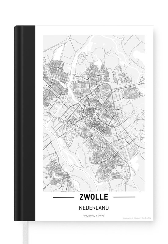 Notitieboek - Schrijfboek - Stadskaart Zwolle - Notitieboekje klein - A5 formaat - Schrijfblok - Plattegrond