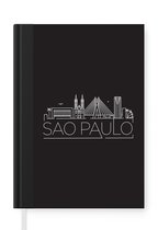 Notitieboek - Schrijfboek - Stadsaanzicht "Sao Paulo" tegen een zwarte achtergrond - Notitieboekje klein - A5 formaat - Schrijfblok