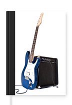 Notitieboek - Schrijfboek - Een elektrische gitaar leunt tegen een versterker - Notitieboekje klein - A5 formaat - Schrijfblok