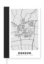 Notitieboek - Schrijfboek - Stadskaart - Dokkum - Grijs - Wit - Notitieboekje klein - A5 formaat - Schrijfblok - Plattegrond