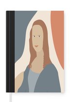 Notitieboek - Schrijfboek - Pastel - Mona Lisa - Portret - Notitieboekje klein - A5 formaat - Schrijfblok