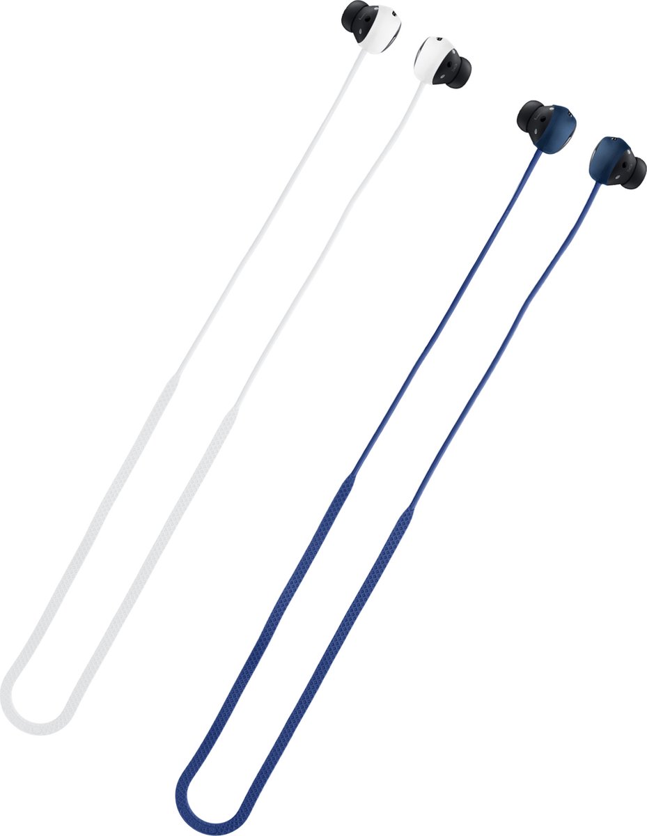 kwmobile 2x oordopjes koord - Compatibel met Samsung Galaxy Buds Pro - Voor draadloze oordoppen tegen verlies - In wit / blauw