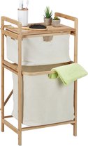Support de salle de bain Relaxdays avec panier à linge - trieur de linge avec 2 paniers - chambre à coucher en bambou