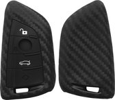 kwmobile autosleutel hoesje geschikt voor BMW 3-knops Smart Key autosleutel - Autosleutel behuizing in zwart - Carbon design